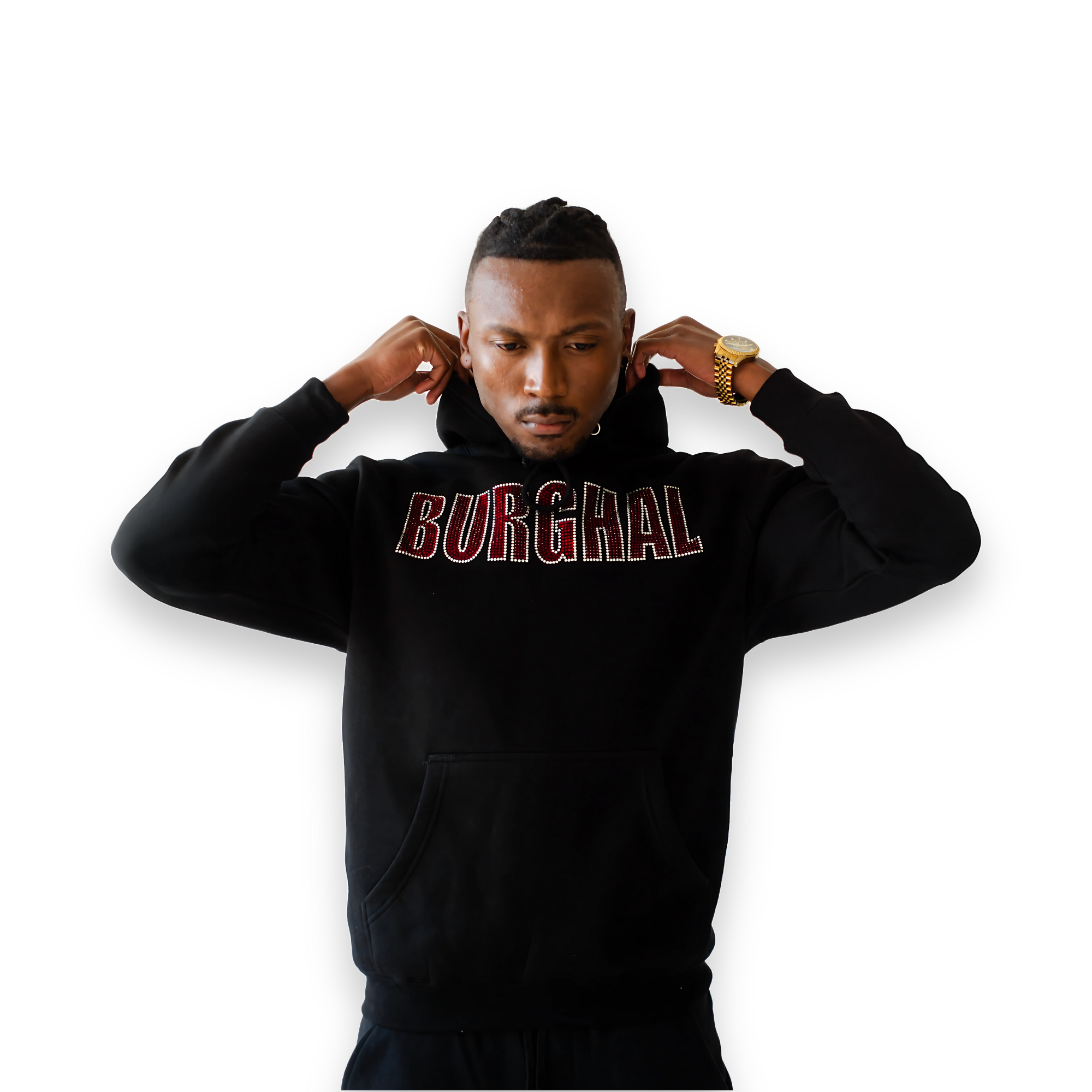 Burghal Rhinestone Heavy Hoodie (Black)