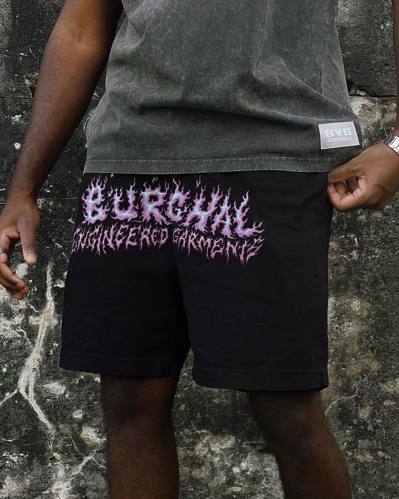 Purple Fire Logo Mid-Length Shorts