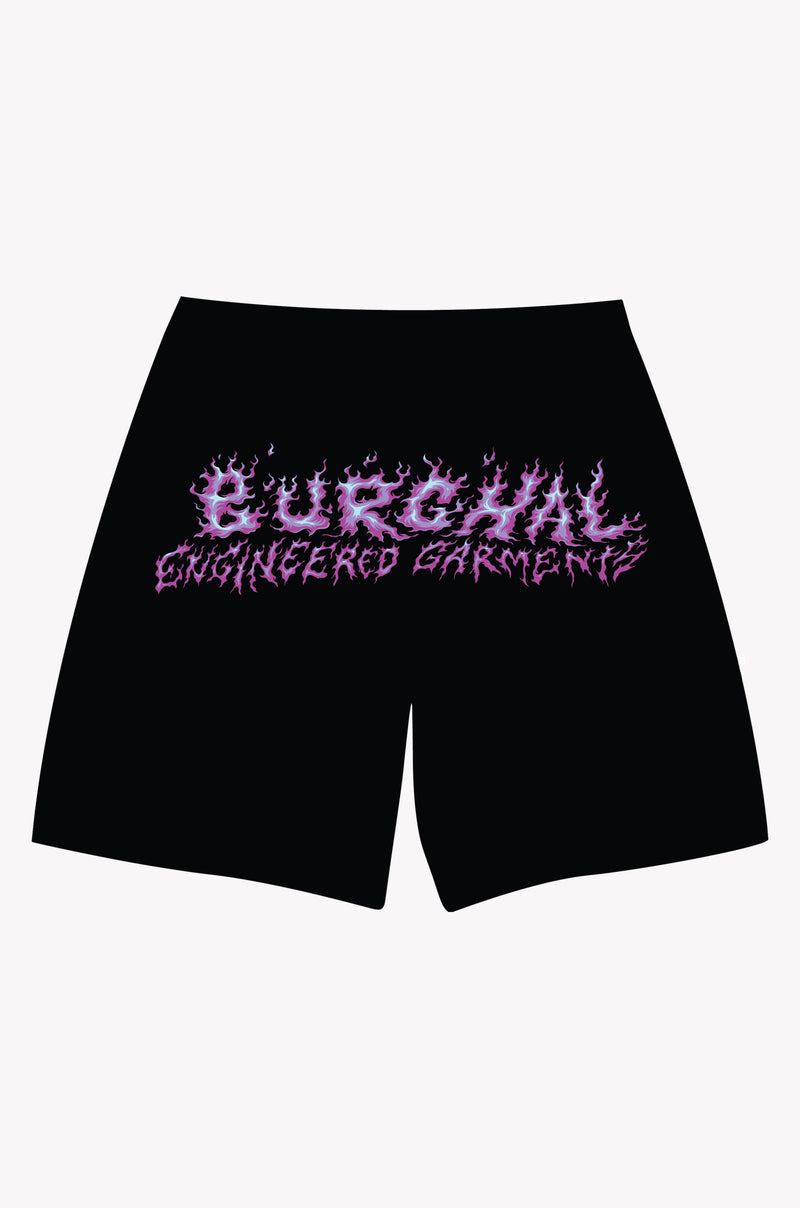 Purple Fire Logo Mid-Length Shorts